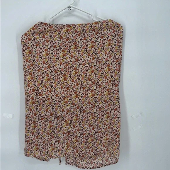 Sienna Sky Floral Ruched Mini Skirt Orange Yellow Boho Size S Womens - Picture 4 of 8